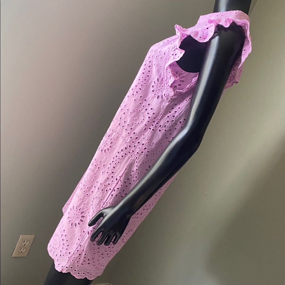 TCEC Lavender Pink Hue Eyelet Dress with Ruffled Sleeves - Picture 6 of 14